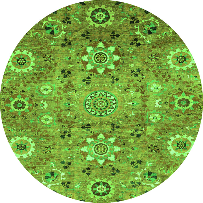 Round Abstract Green Modern Rug, abs3793grn
