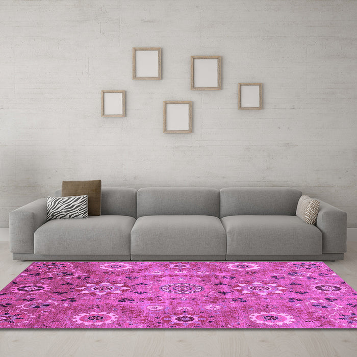 Machine Washable Abstract Purple Modern Area Rugs in a Living Room, wshabs3793pur