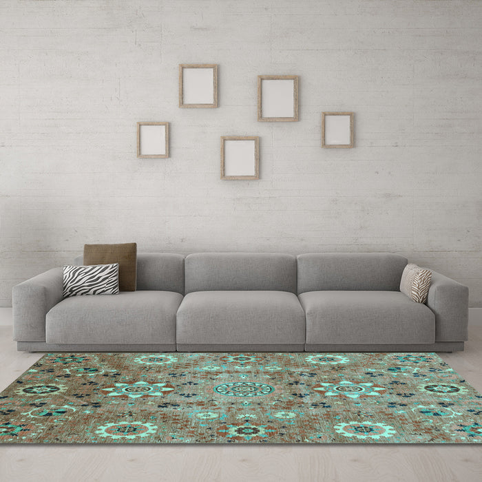 Machine Washable Abstract Light Blue Modern Rug in a Living Room, wshabs3793lblu