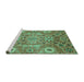 Sideview of Machine Washable Abstract Turquoise Modern Area Rugs, wshabs3793turq