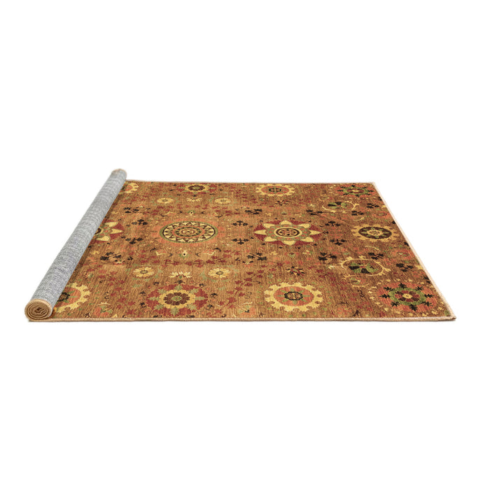 Sideview of Machine Washable Abstract Brown Modern Rug, wshabs3793brn