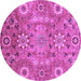 Round Machine Washable Abstract Purple Modern Area Rugs, wshabs3793pur