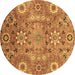 Round Abstract Brown Modern Rug, abs3793brn