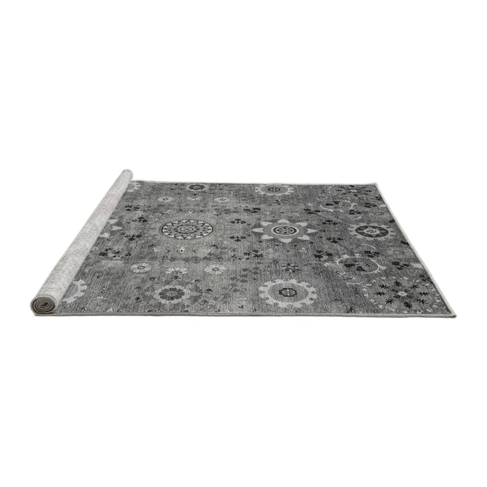 Sideview of Machine Washable Abstract Gray Modern Rug, wshabs3793gry