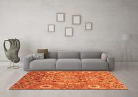 Machine Washable Abstract Orange Modern Rug, wshabs3793org