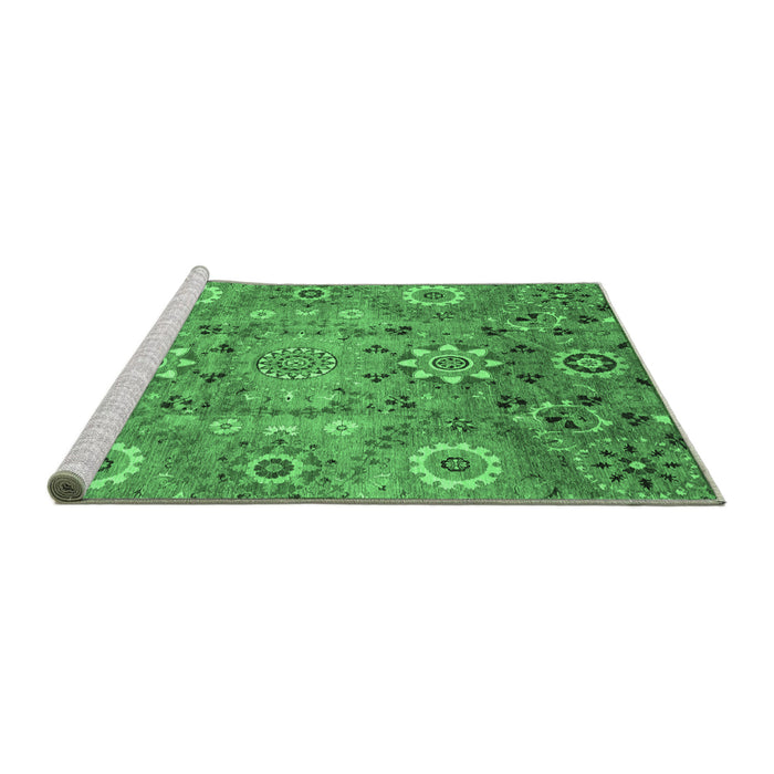 Sideview of Machine Washable Abstract Emerald Green Modern Area Rugs, wshabs3793emgrn