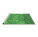 Sideview of Machine Washable Abstract Emerald Green Modern Area Rugs, wshabs3793emgrn