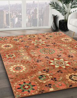 Machine Washable Abstract Red Rug in a Family Room, wshabs3793