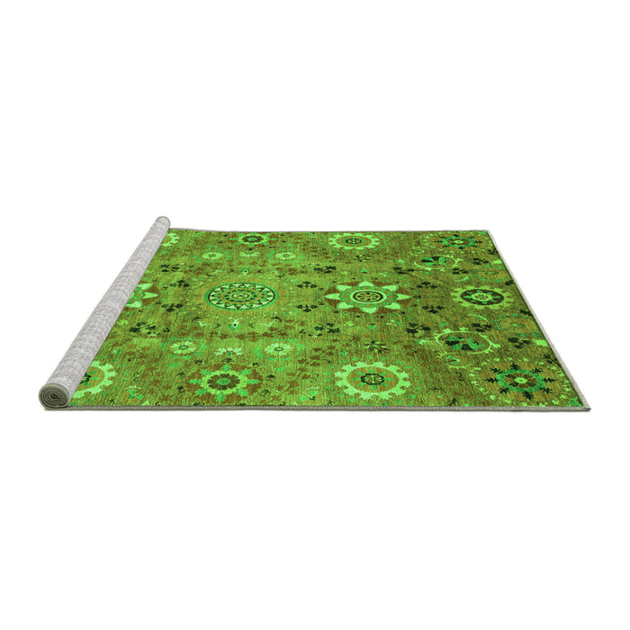 Sideview of Machine Washable Abstract Green Modern Area Rugs, wshabs3793grn