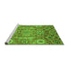 Sideview of Machine Washable Abstract Green Modern Area Rugs, wshabs3793grn