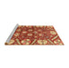 Sideview of Machine Washable Abstract Red Rug, wshabs3794