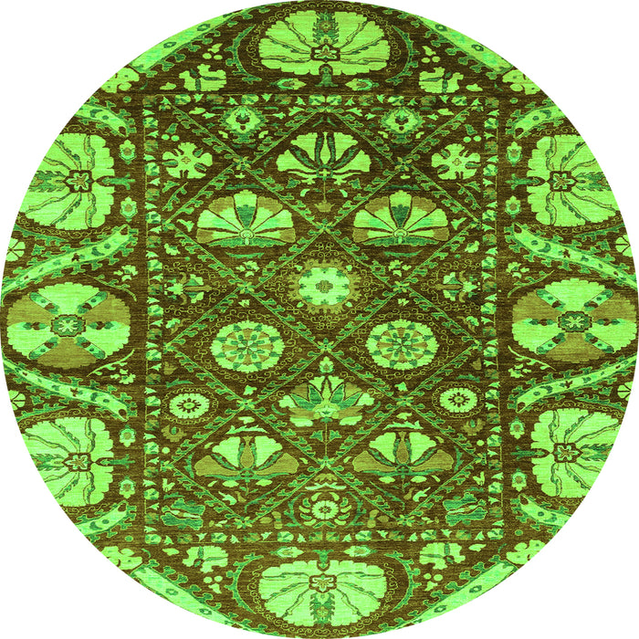 Round Abstract Green Modern Rug, abs3794grn