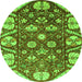 Round Abstract Green Modern Rug, abs3794grn