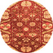 Round Abstract Orange Modern Rug, abs3794org