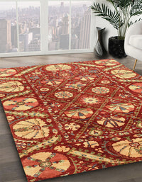 Abstract Red Modern Rug, abs3794