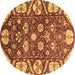 Round Machine Washable Abstract Brown Modern Rug, wshabs3794brn