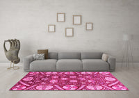 Machine Washable Abstract Pink Modern Rug, wshabs3794pnk