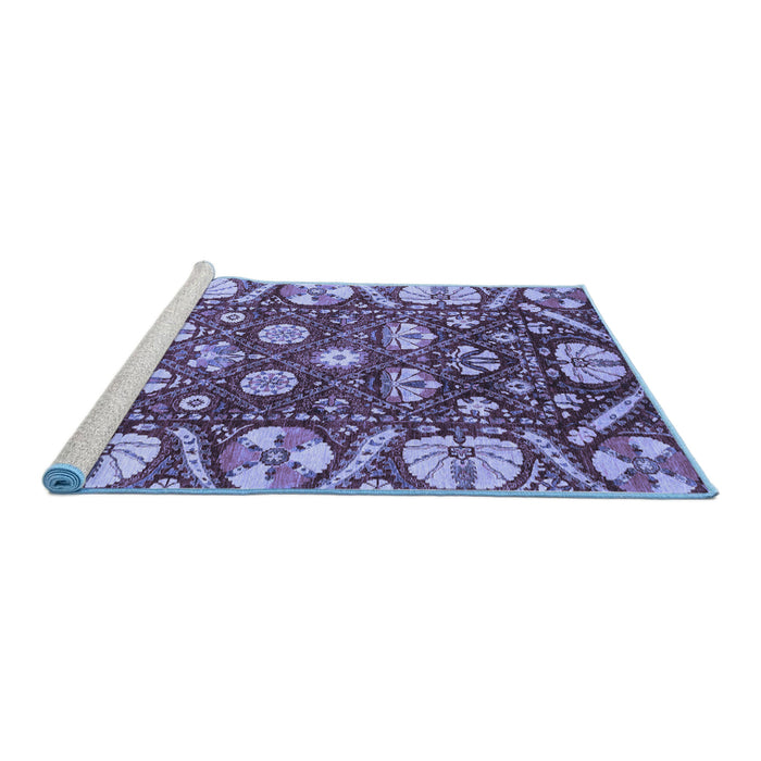 Sideview of Machine Washable Abstract Blue Modern Rug, wshabs3794blu