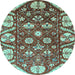 Round Abstract Light Blue Modern Rug, abs3794lblu