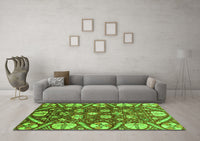 Machine Washable Abstract Green Modern Rug, wshabs3794grn