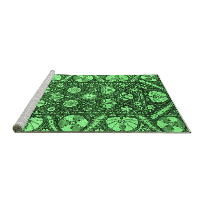 Sideview of Machine Washable Abstract Emerald Green Modern Area Rugs, wshabs3794emgrn