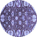 Round Machine Washable Abstract Blue Modern Rug, wshabs3794blu