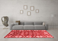 Machine Washable Abstract Red Modern Rug, wshabs3794red