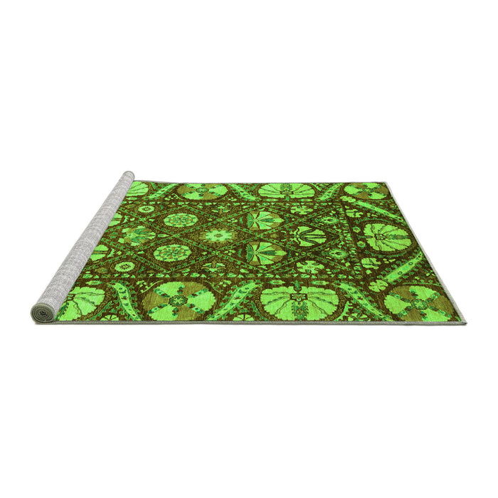 Sideview of Machine Washable Abstract Green Modern Area Rugs, wshabs3794grn