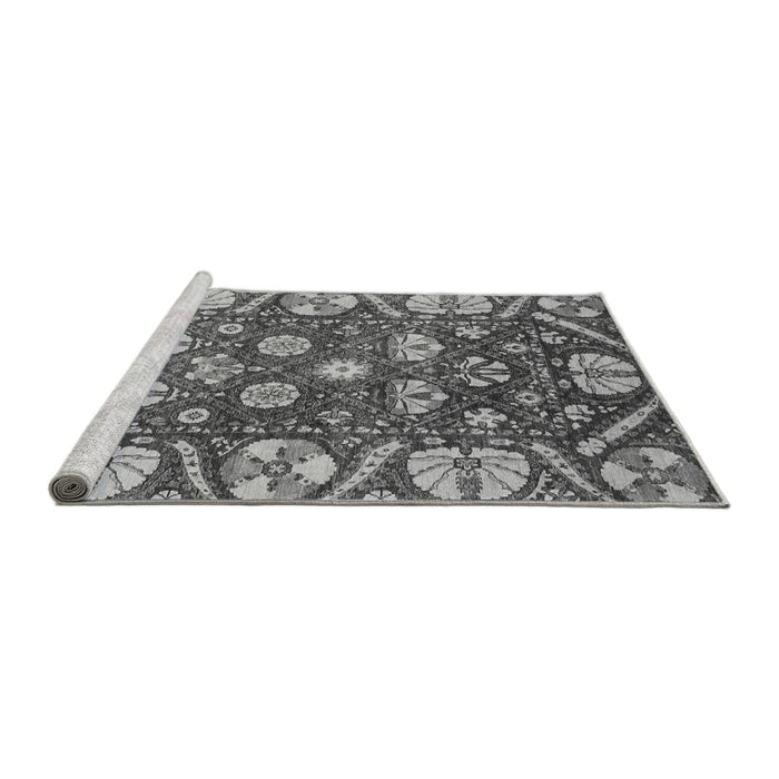 Sideview of Machine Washable Abstract Gray Modern Rug, wshabs3794gry