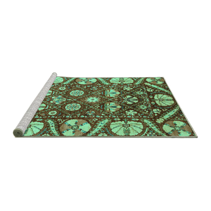 Sideview of Machine Washable Abstract Turquoise Modern Area Rugs, wshabs3794turq