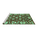 Sideview of Machine Washable Abstract Turquoise Modern Area Rugs, wshabs3794turq