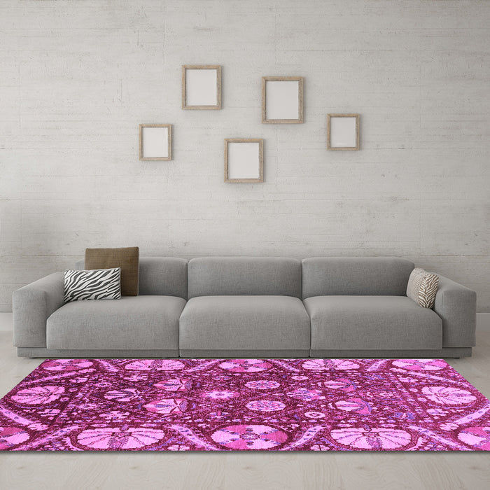 Machine Washable Abstract Purple Modern Area Rugs in a Living Room, wshabs3794pur