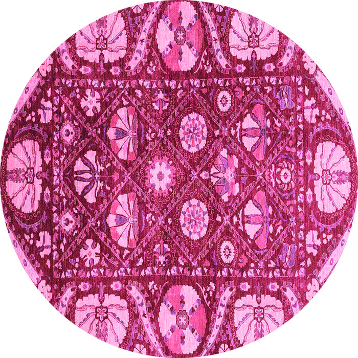 Round Abstract Pink Modern Rug, abs3794pnk