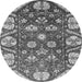 Round Machine Washable Abstract Gray Modern Rug, wshabs3794gry