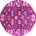 Round Machine Washable Abstract Purple Modern Area Rugs, wshabs3794pur