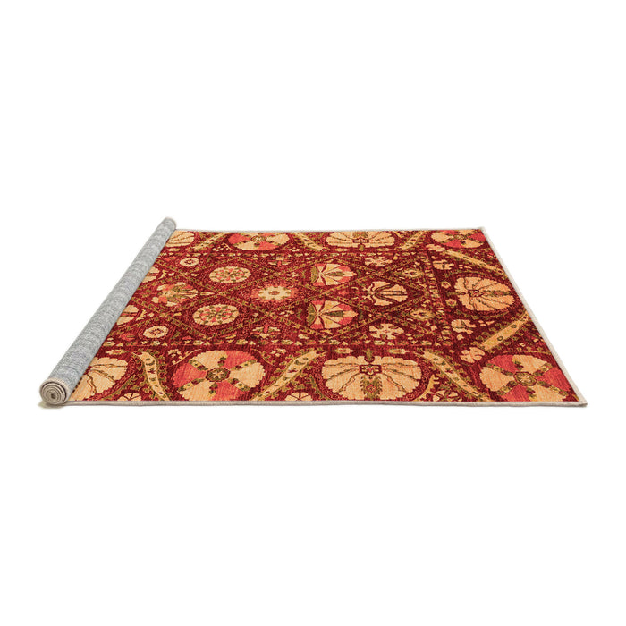 Sideview of Machine Washable Abstract Orange Modern Area Rugs, wshabs3794org