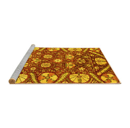 Sideview of Machine Washable Abstract Yellow Modern Rug, wshabs3794yw
