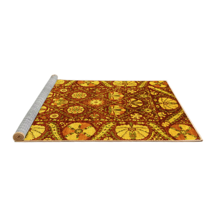 Sideview of Machine Washable Abstract Yellow Modern Rug, wshabs3794yw