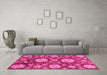 Machine Washable Abstract Pink Modern Rug in a Living Room, wshabs3795pnk