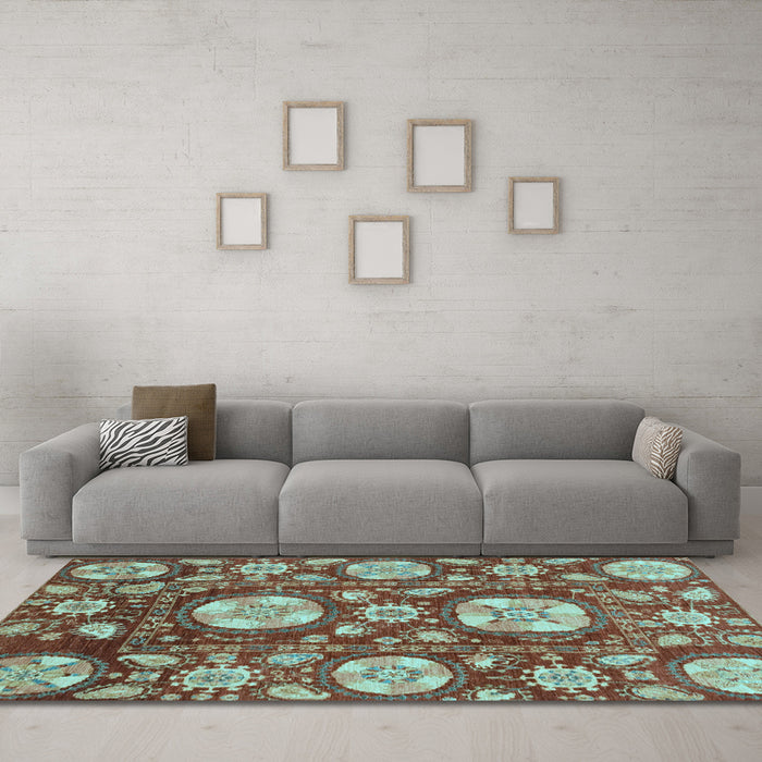 Machine Washable Abstract Light Blue Modern Rug in a Living Room, wshabs3795lblu