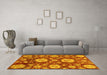 Machine Washable Abstract Yellow Modern Rug in a Living Room, wshabs3795yw