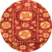 Round Abstract Orange Modern Rug, abs3795org