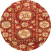 Round Machine Washable Abstract Orange Rug, wshabs3795