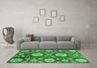 Machine Washable Abstract Emerald Green Modern Area Rugs in a Living Room,, wshabs3795emgrn