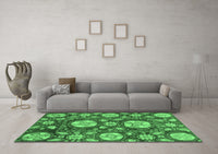 Machine Washable Abstract Emerald Green Modern Rug, wshabs3795emgrn