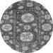 Round Abstract Gray Modern Rug, abs3795gry