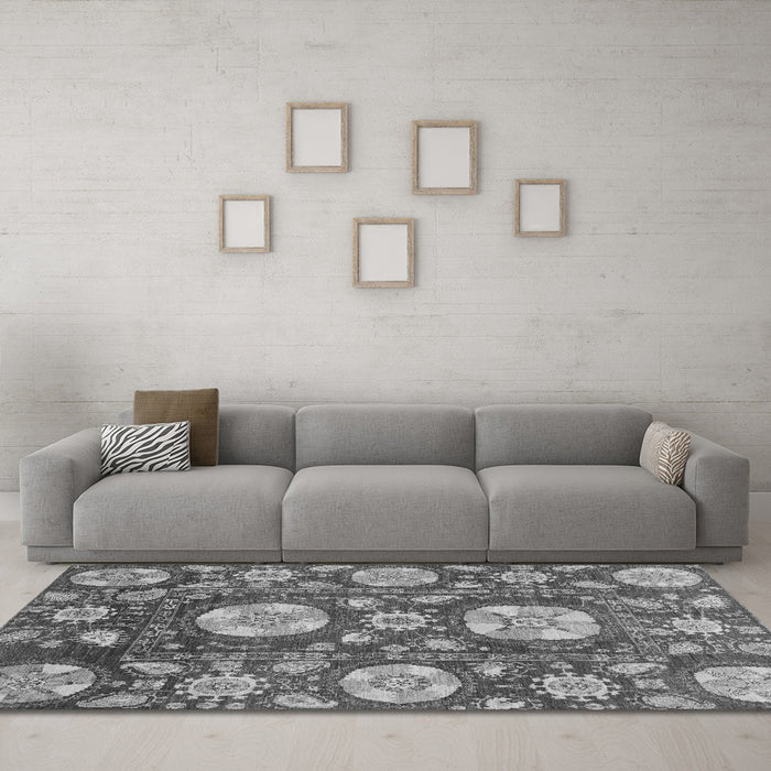 Machine Washable Abstract Gray Modern Rug in a Living Room,, wshabs3795gry