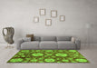 Machine Washable Abstract Green Modern Area Rugs in a Living Room,, wshabs3795grn