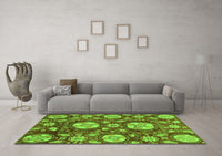 Machine Washable Abstract Green Modern Rug, wshabs3795grn