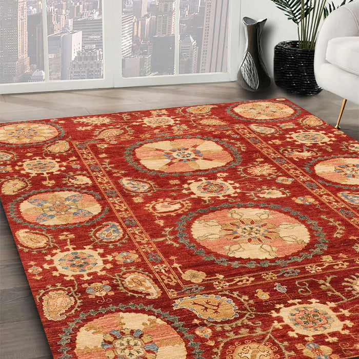 Abstract Orange Modern Rug in Family Room, abs3795